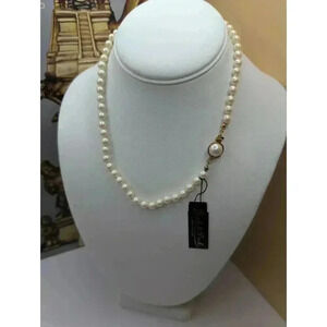 NEW Peck & Peck Collection White Faux Pearls Gold Clasp Pearl Necklace